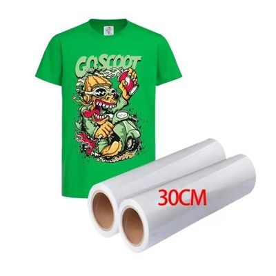 डबल सिंगल साइड डीटीएफ पालतू फिल्म 30CM 33CM 60CM*100M रोल हीट ट्रांसफर 75 माइक्रोन हॉट कोल्ड पील डीटीएफ फिल्म