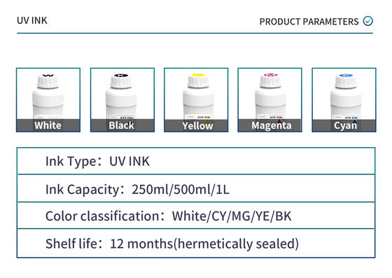 1000 मिलीलीटर यूवी डिजिटल स्याही DX5 DX7 XP600 TX800 प्रिंटर के लिए अपारदर्शी CMYKW V